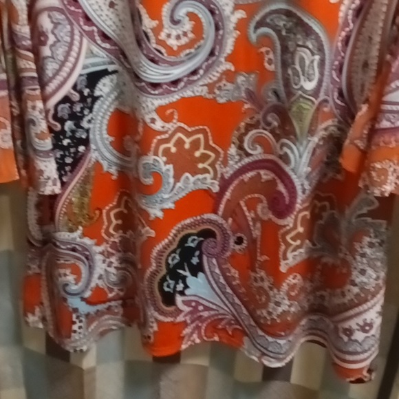 FINAL PRICE NWOT MSK multi-colored paisley designed dress w sheer bell sleeves M - Picture 4 of 8